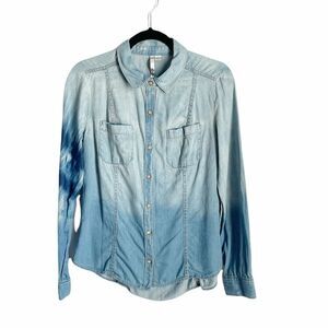 LC Lauren Conrad Tie Die Denim Blouse M
